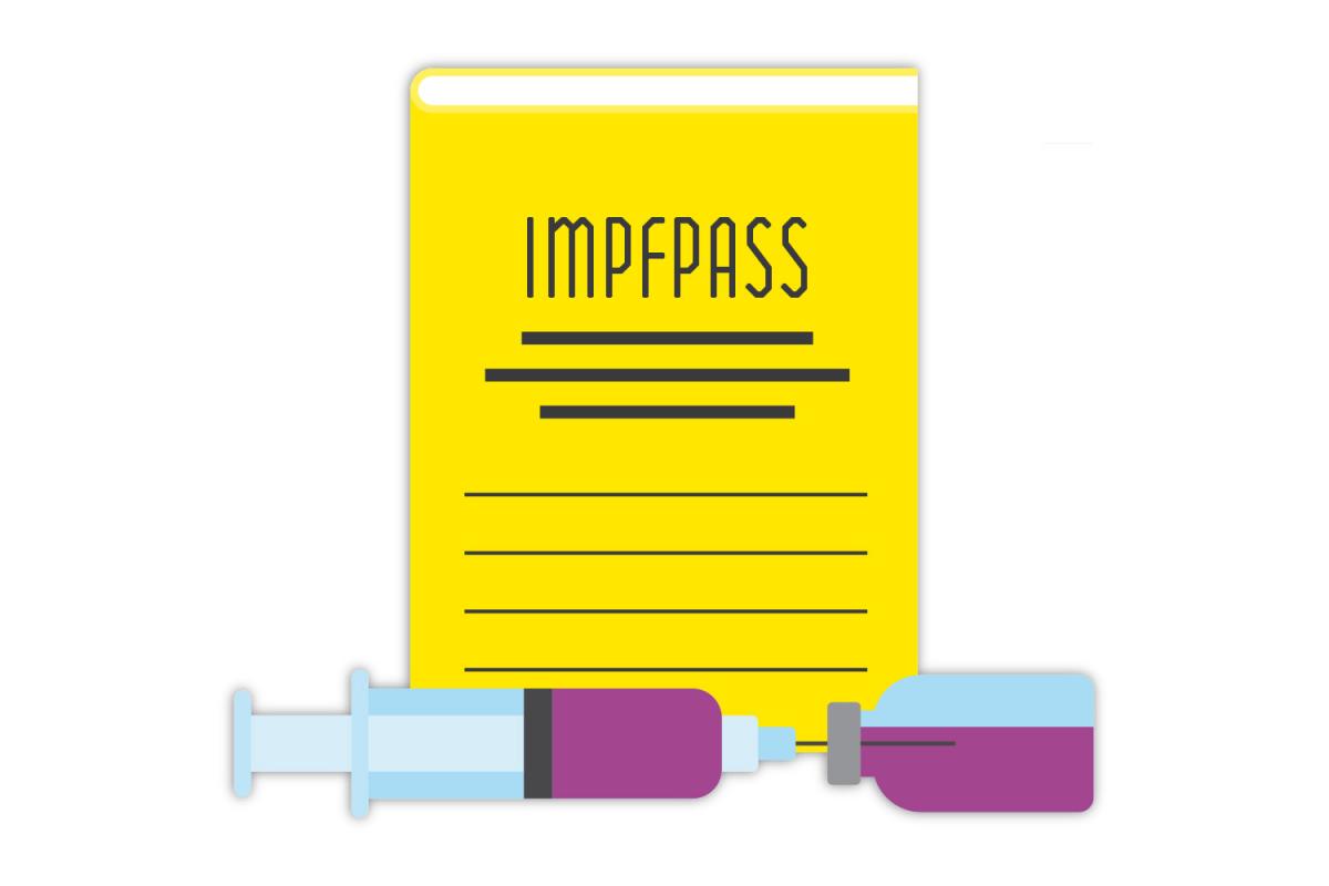 Illustration eines Impfpasses und einer Spritze von Rike Hofmann