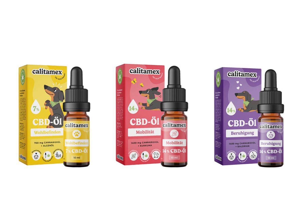 CBD Öle, Balsam und Ohrentropfen für Hunde von Calitamex. 